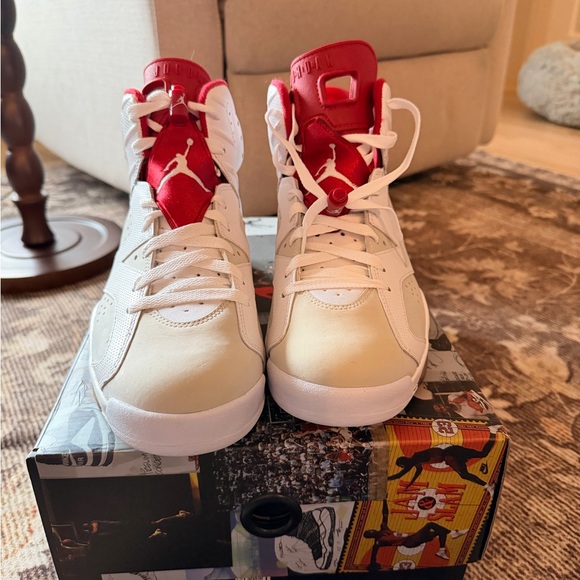 Jordan Men’s White and Red High-Top Sneakers